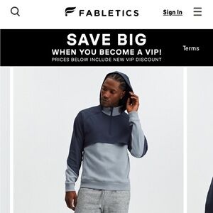 Mens Fabletics The Merger Hoodie Sz XS Raincloud